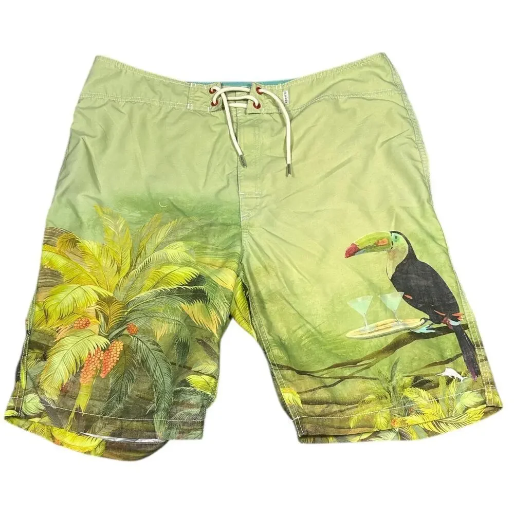 Tommy Bahama Relax Green Toucan Swim Trunks Size 38
